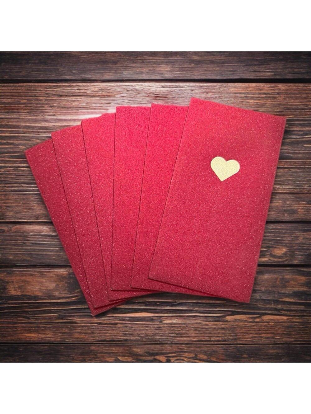 Money Envelope, Lunar Chinese New Year 6 Pcs Red Gold Velvet Good Fortune
